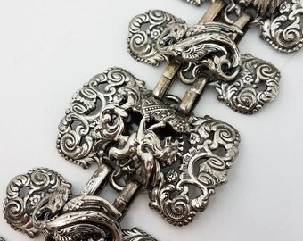 Napier Dragan Silver Plated Chunky Bracelet Book Piece Gothic