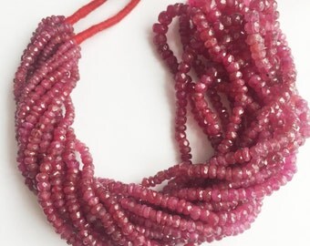 Ruby Faceted Roundels, Glass filled Ruby, Faceted Roundels ruby, Ruby Beads