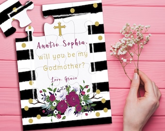 Will You Be My Godmother, Godmother Puzzle, Be My Godparent, Godmother Proposal, Baptism, Christening Invitation Card, Asking Godmother