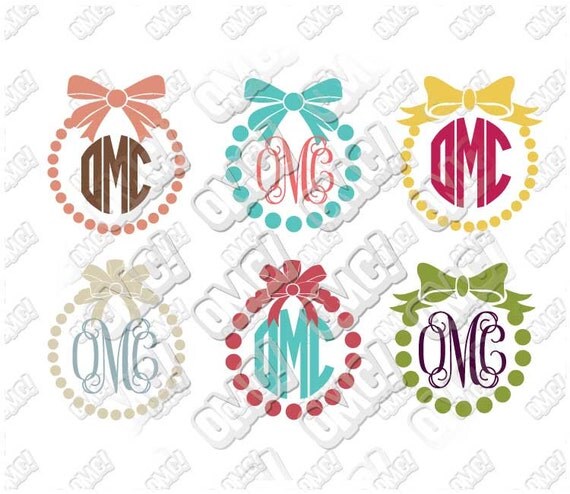 Download Bow and Pearl Monogram Frame svg dxf eps jpeg format layered