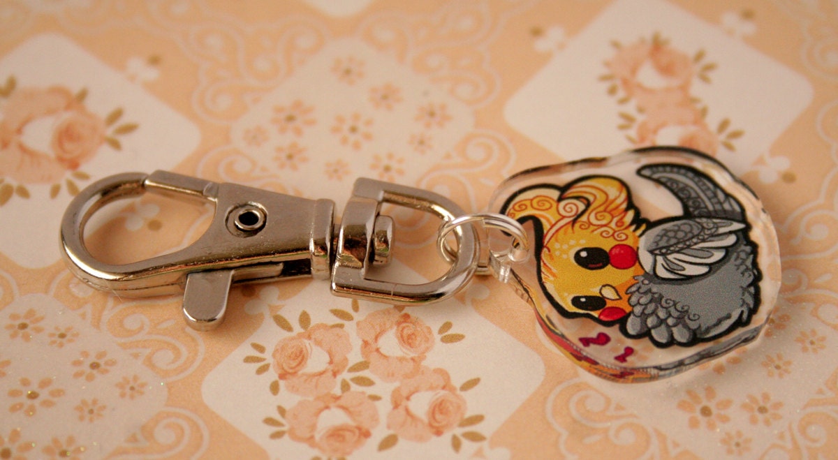 Cute Bird Cockatiel Keyring Charm Pet Bird Keyring Gift for
