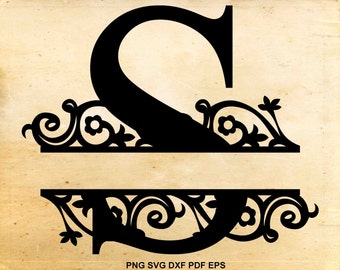 Split monogram svg, Monogram alphabet, Split letter, Split Monogram font, Svg files for Silhouette Cameo, Cut files for Cricut, eps dxf svg