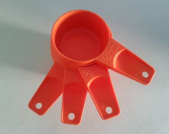 Bright Orange Tupperware Measuring Cups Vintage Retro
