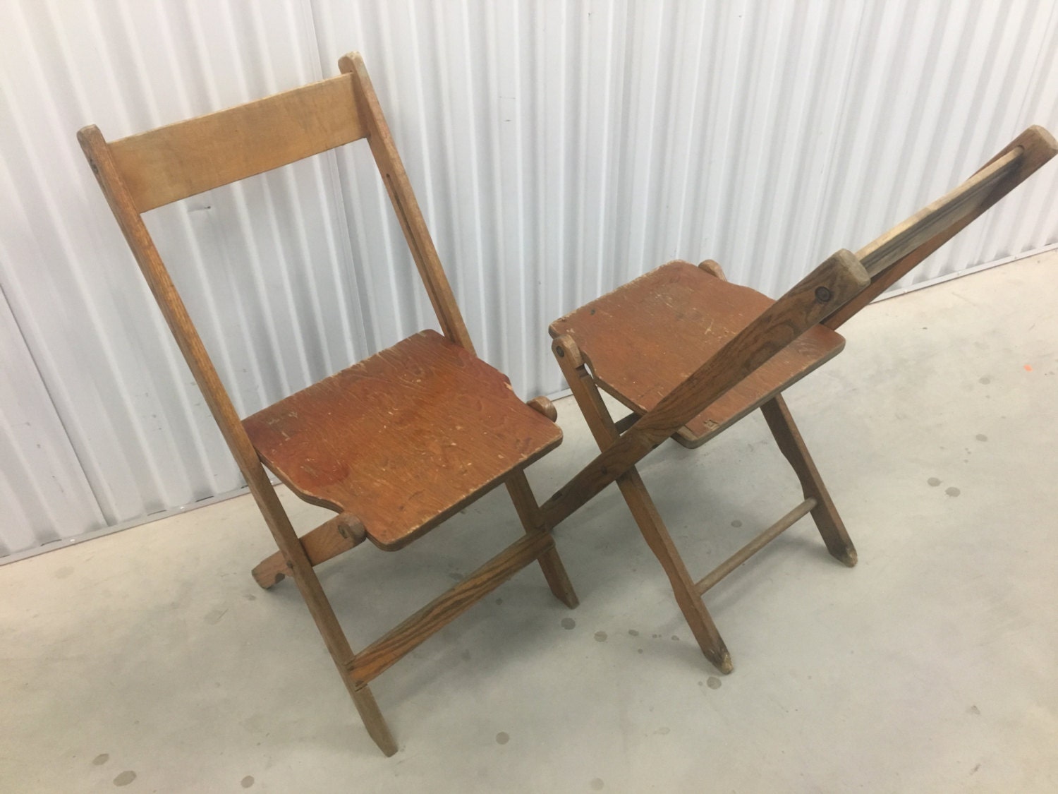 Vintage Folding Wood Chairs // 1950's Multi Purpose by VntqsFinds