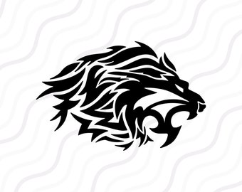 Lion SVG, Lion Face, Tribal lion SVG Animal SVG Cut table Design,svg,dxf,png Use With Silhouette Studio & Cricut_Instant Download