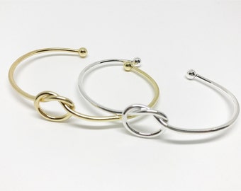 Love Knot Bracelet, Bridesmaid Proposal Gift, Tie the Knot Bracelet, Love Knot Bangle, Bridesmaid Gift, Cuff Bracelet, Wedding Gifts