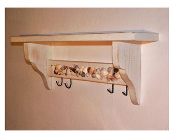 Shabby Chic shelf with hangers MADE in ITALY