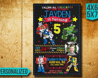 Rescue Bots Invitation / Rescue Bots Birthday Invitation/ Resque Bots Party / Resque Bots Invite / Rescue Bots Birthday / Resque Bots SS