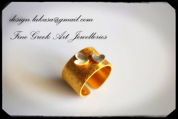 Chevalier Hearts Ring Sterling Silver 925 Gold Plated Jewelry Lakasa e-shop Best gifts ideas for her birthday anniversary for ever friends