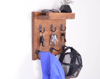 Wall organizer, coat rack, wall coat rack, mail organizer, coat rack shelf, mail holder, wood wall organizer, key hooks, entryway organizer