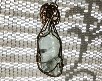 Green Flourite Natural Wirewrapped Pendant