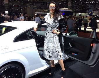 Luxurious and extravagant trench coat jacquard design newspapers in the world, extra spring coat sewing