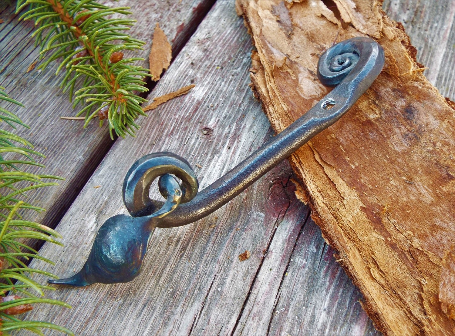 Blacksmith coat hook decorative handmade iron work