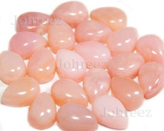 20 Pieces Lot Natural Pink Opal Cabochon Pear Shape Flat Back Smooth Polished High Gemstone Cabochon