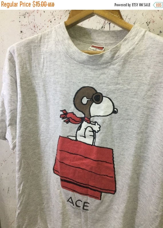 Sale 25 Vintage Snoopy Flying Ace T Shirt Peanuts Cartoon