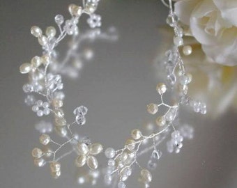 Ivory Pearl and Crystal Hair Vine/Accessory Various Lengths Wedding Prom Party