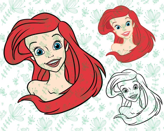 Disney princess Ariel SVG cutting ESP vector instant download