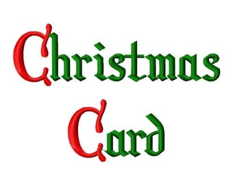 6 Sizes Christmas Card Font Embroidery Fonts BX Embroidery Fonts PES Alphabets Digital Machine Embroidery Instant Download