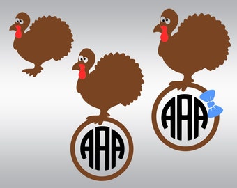 turkey thanksgiving monogram SVG Clipart Cut Files Silhouette Cameo Svg for Cricut and Vinyl File cutting Digital cuts file DXF Png Pdf Eps