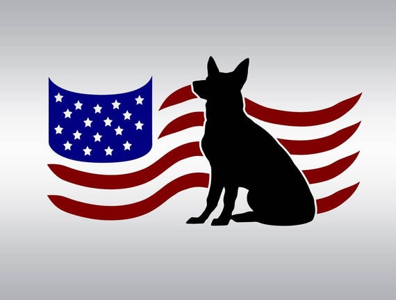 Download German shepherd american flag SVG Clipart Cut Files Silhouette