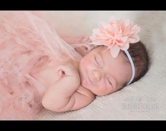 Blush pink tutu with matching flower on headband