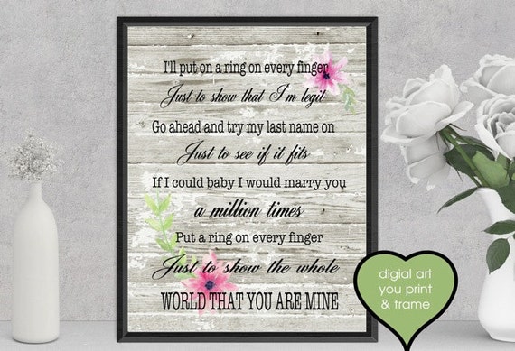 Locash Ring on every finger Country Lyrics Song Print Your Own