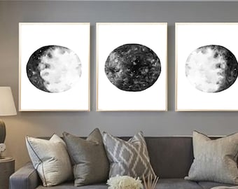 Moon Wall Art full moon art print. silver moon watercolor. boho wall art. Moon Wall Art full moon art print. silver moon watercolor. boho wall art.