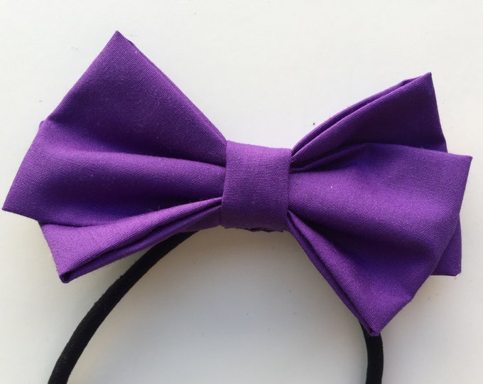 Plum Purple fabric hair bow or bow tie