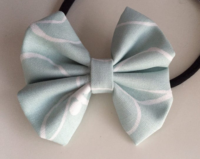 Soft Blue Blossom fabric hair bow or bow tie