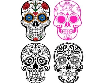 Sugar skull SVG files for Cricut Silhouette cameo files designs Vector art PNG Sugar skull cake topper Cuttable SVG
