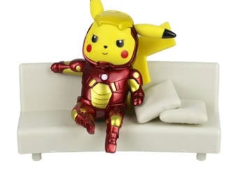 Iron Man Pikachu Figurine, Pokemon Marvel Avengers Figure Collectible Model Toy
