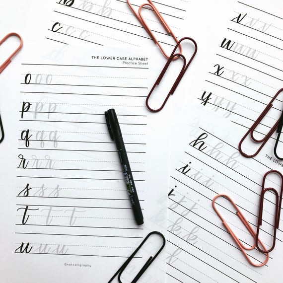 Brush Pen Practice Sheet Lowercase Alphabet