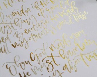 Wedding song lyric art, wedding song art, song lyric print, custom lettering, custom calligraphy, anniversary gift