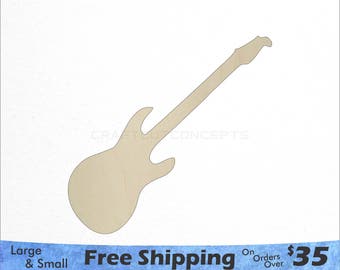 Guitar Shape - Large & Small - Pick Size - Laser Cut Unfinished Wood Cutout Shapes (SO-0076)