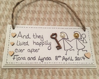 Personalised wedding plaque, lesbian wedding, civil partnership