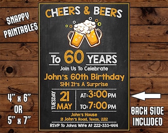 Surprise 60th Birthday Invitation For Men, Birthday Invite, Party Invite, Printable, Digital File - 033