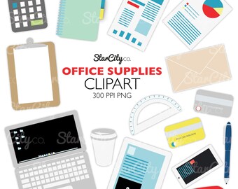 Office Supplies Clip Art, Office clipart, Business clipart, smart phone clipart, clip art, Clipart, instant download, Laptop clipart