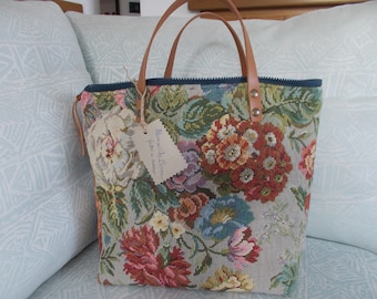 fabric and leather handbag