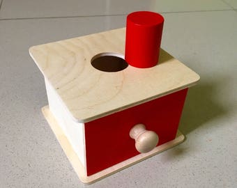 Montessori Toddler permanence box with drawer and cylinder