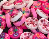 Floral Designs Polymer Clay Buttons 15mm Flowers Colourful Spring Summer Children Baby Shower Girls Easter Garden Sewing Knitting Crochet