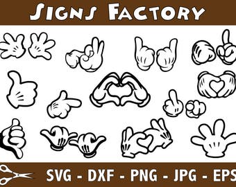 Mickey Mouse hands SVG files, Mickey svg, Mickey mouse silhouettes, mickey mouse clipart, disney svg files for silhouette, cricut download