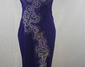 SALE* Vintage Sequin Cheongsam Purple velvet dress
