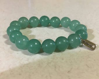 Believe Emerald Glass Beaded Bracelet