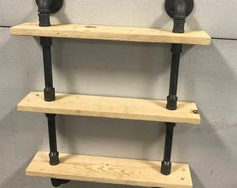 Bathroom pipe shelf, reclaimed wood shelf, industrial pipe shelf, custom pipe shelf