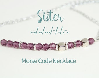 Morse Code Necklace, Sister Necklace, Unique gift for sister, Morse Code Jewelry, Secret Message, Hidden Message Necklace, Gift for Her