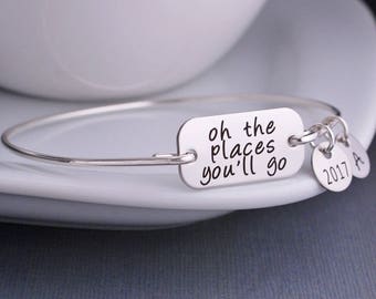 Graduation Gift, Jewelry, Oh the Places You'll Go Jewelry, Oh the Places You'll Go Bracelet, 2017