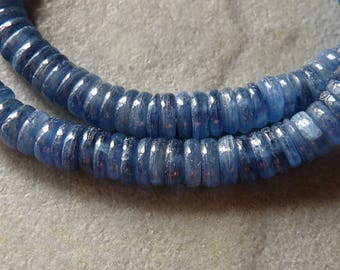 AA Brazilian Blue Kyanite Smooth Wheel Rondelles 6mm - 25 bead Packet