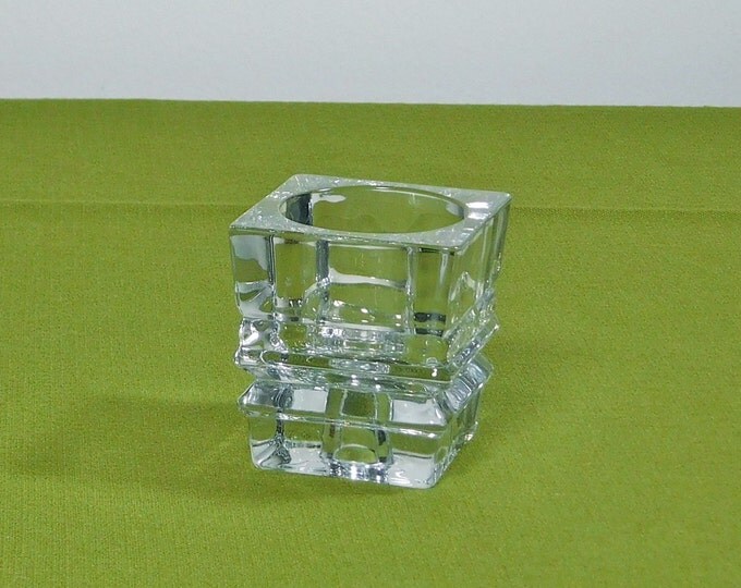 Avon Cut Glass Candle Holder Clear Votive Taper Heavy