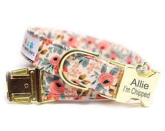 Floral Dog Collar, Les Fleurs Rosa Flora Peach