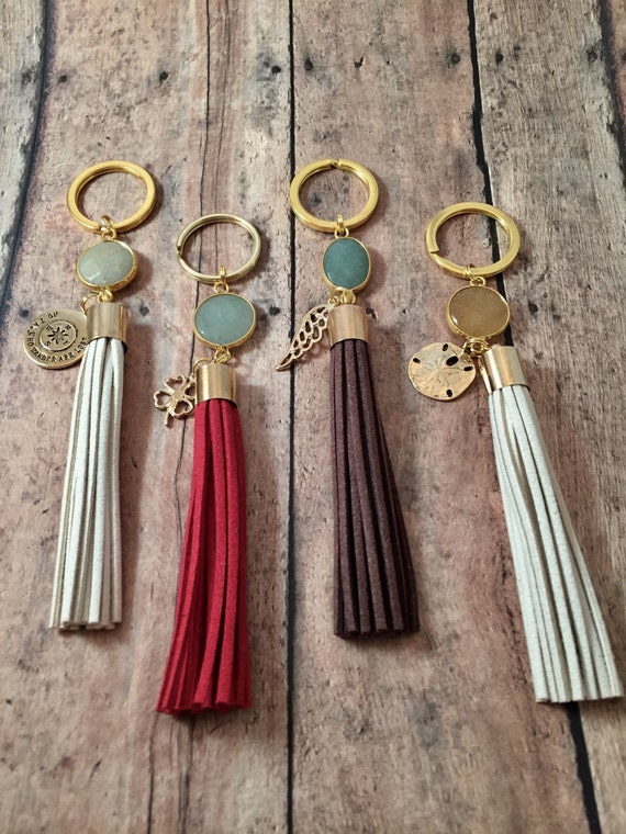 Tassel key ring bohemian tassel keychain suede tassel key